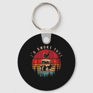 Funny Id Smoke That Barbecue Chef Grillmaster Gift Key Ring