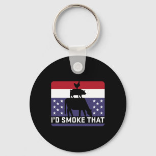 Funny I'd Smoke That Barbecue Retro Grilling Bbq Key Ring
