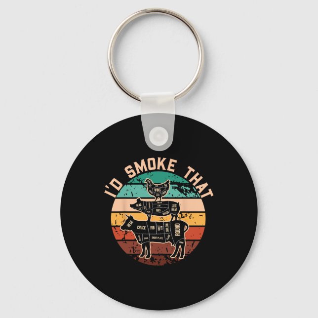 Funny Id Smoke That Funny Barbecue Retro Grilling  Key Ring (Front)