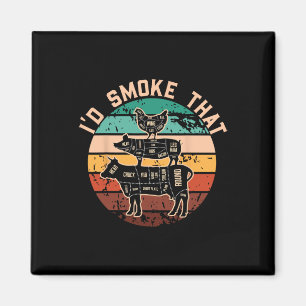 Funny Id Smoke That Funny Barbecue Retro Grilling Magnet