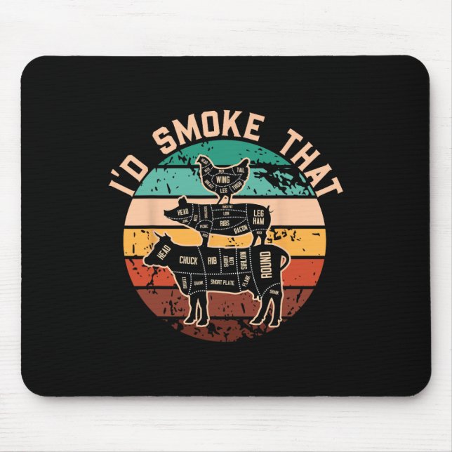 Funny Id Smoke That Funny Barbecue Retro Grilling  Mouse Pad (Front)