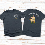 Funny I'd Smoke That Pit Master Name Front & Back  T-Shirt<br><div class="desc">Looking for a personalised gift for the smoker grill Pit Master in your life? This funny I'd Smoke That Front and Back t-shirt with personalised pit master name and grilling utensils printed on the front, and cow / chicken / pig bbq butcher meat cuts "I'd Smoke That" design on the...</div>