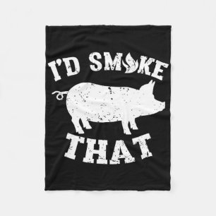 Funny I'd Smoke That Pork Pig Vintage Barbeque Fleece Blanket