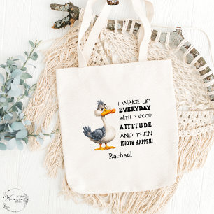  Funny "Idiots Happen" Angry Duck Personalised Tote Bag