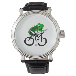 Funny Iguana Riding Bicycle Watch
