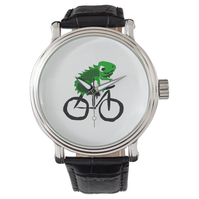 Funny Iguana Riding Bicycle Watch (Front)