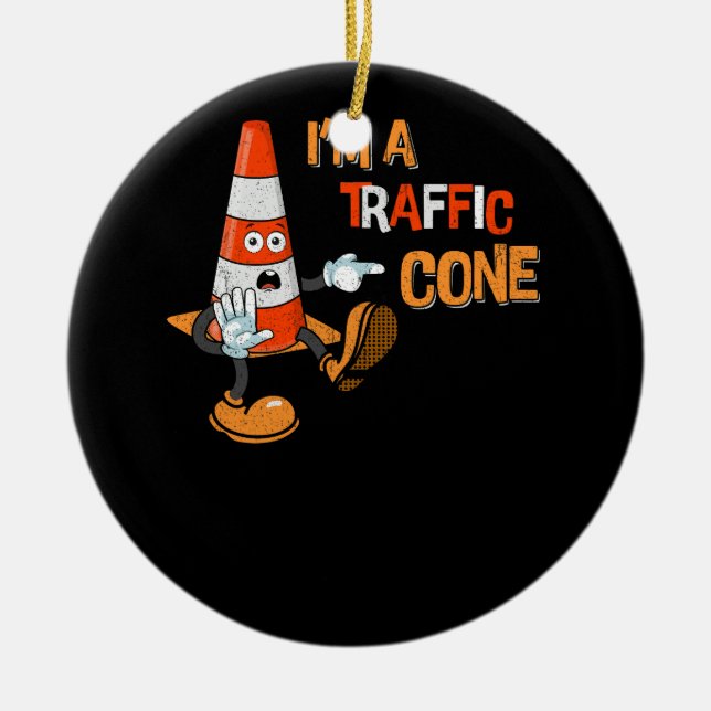 Funny I'm a Traffic Cone Lazy Halloween Costume La Ceramic Ornament (Front)