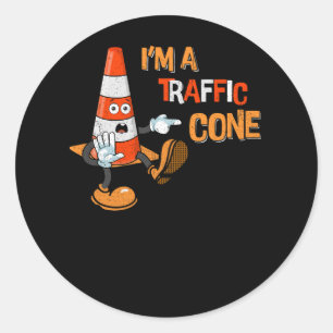 Funny I'm a Traffic Cone Lazy Halloween Costume La Classic Round Sticker