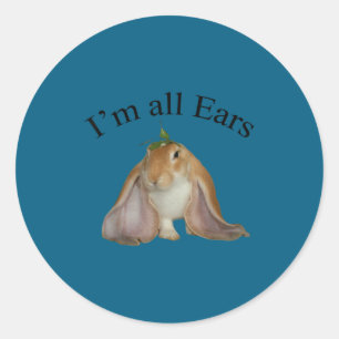 Funny i'm all ears bunny listening joke rabbit  classic round sticker
