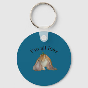 Funny i'm all ears bunny listening joke rabbit key ring