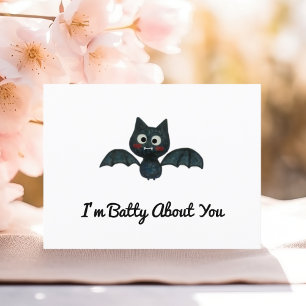 Funny I'm Batty About You Bat Valentine with Name Postcard