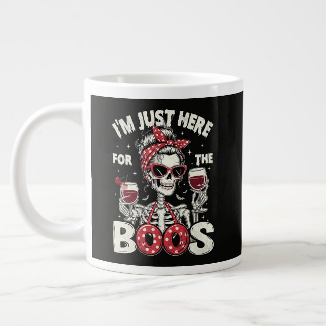  Funny I'm Just Here for The Boos Skeleton Large Coffee Mug (Left)