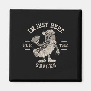 Funny I'm Just Here For The Snacks Hotdog Football Magnet
