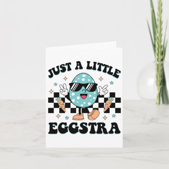 Funny I'm Just So Eggstra Happy Easter Motivationa Card (Front)