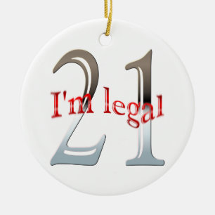Funny I'm Legal 21st Birthday Christmas Ornament