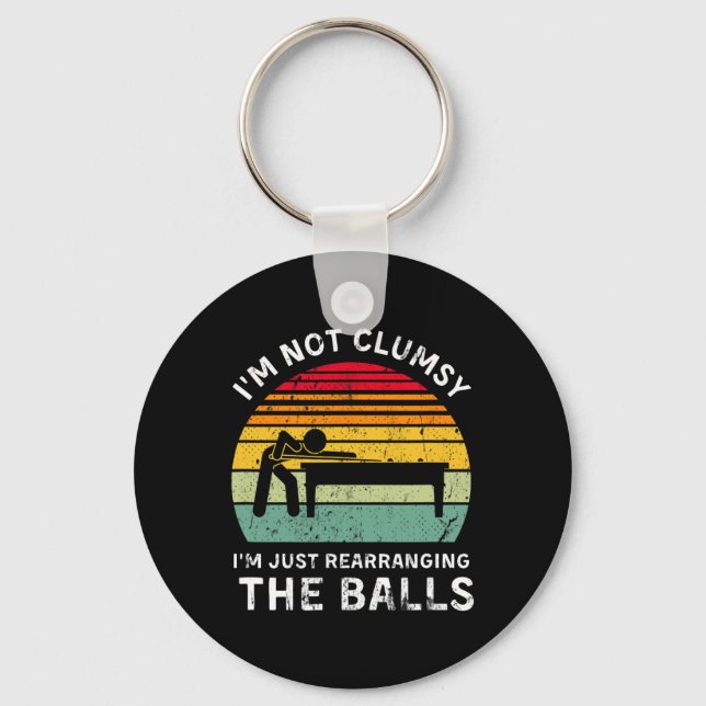 Funny I'm Not Clumsy Pool Hall Billiards Gaming Ad Key Ring (Front)