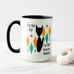 Funny I'm Not Old I'm Mid Century Modern Black Cat Mug