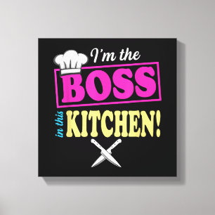 Funny Im The Boss In This Kitchen T-shirt Cooking Canvas Print