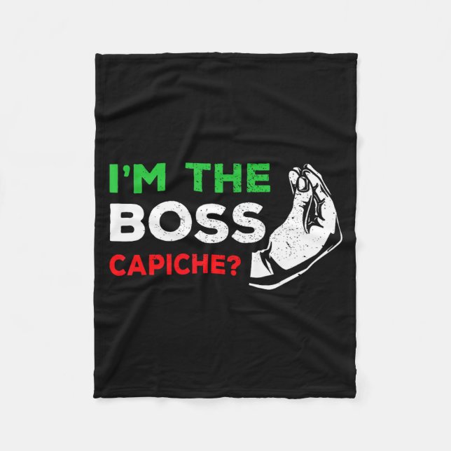 Funny I'm The Boss Italian Nonna Nonno Cache Humor Fleece Blanket (Front)