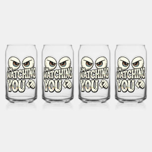 Funny "I'M WATCHING YOU" Retro Eyes Coffee Mug - O Can Glass