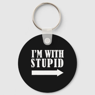Funny I'm With Stupid Red Funny Christmas Gift Key Ring