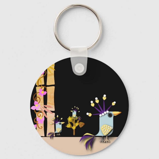 Funny Imaginary Birds  Key Ring (Front)