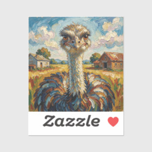 Funny Impasto Ostrich on a Ranch 