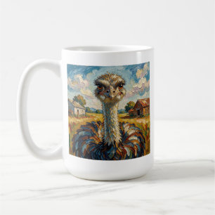 Funny Impasto Ostrich on a Ranch Personalized Coffee Mug