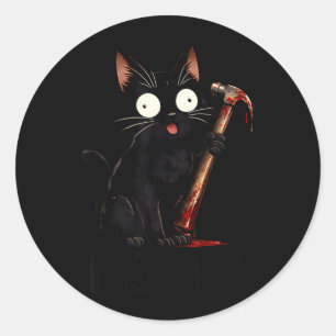 Funny In Cat Anime Spooky Black Cats Halloween Classic Round Sticker