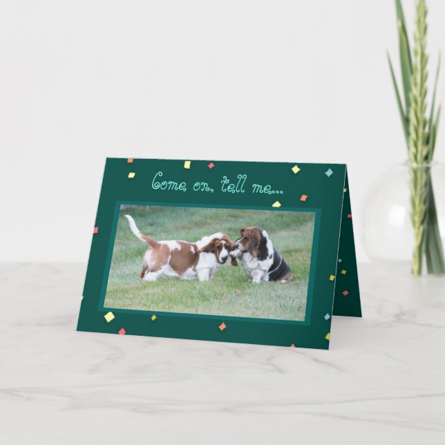 Funny "In Dog Years" Birthday Card w/Basset Hounds (Front)