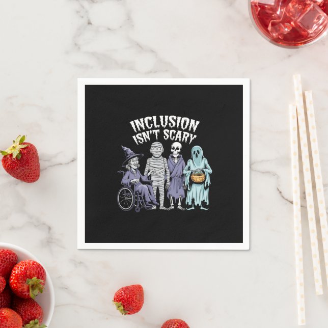 Funny Inclusion Isn't Scary Teacher Halloween 2024 Napkin (Insitu)