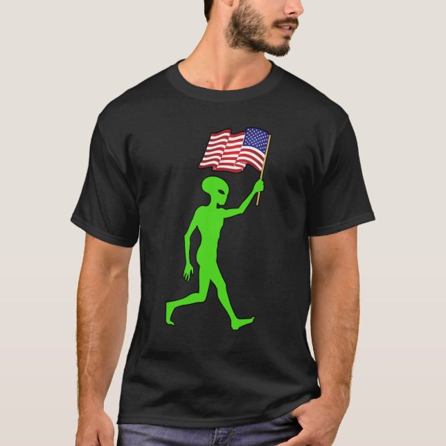 FUNNY Independence Day ALIEN 4th of July T-Shirt (Front)