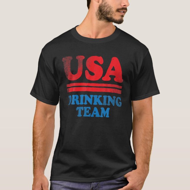 Funny Independence Day apparel USA Drinking Team 4 T-Shirt (Front)