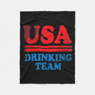Funny Independence Day apparel USA Drinking Team Fleece Blanket
