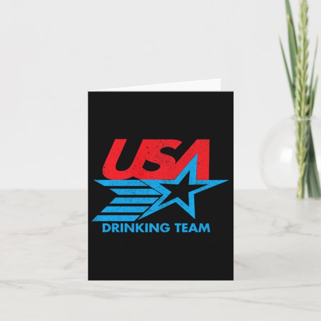 Funny Independence Day T Shirt Usa Drinking Team 4 Card (Front)