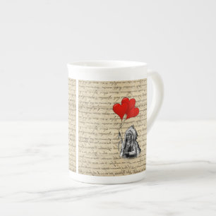 Funny Indian chief and heart balloons Bone China Mug
