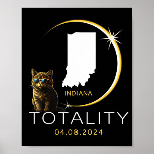 Funny Indiana Total Solar Eclipse Cat Poster