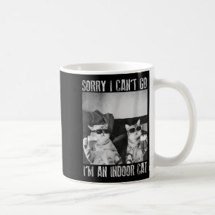 Funny Indoor Cat Meme Sorry I Can’t Go Retro Beer Coffee Mug