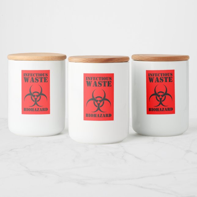 Funny Infectious Waste Biohazard Halloween Food Label (Bottles)