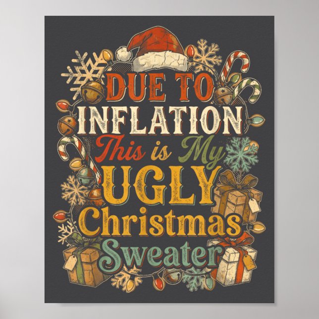 Funny Inflation Ugly Christmas Sweater Retro Vinta Poster (Front)