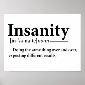 Funny Insanity Definition Insanity Explanation Poster