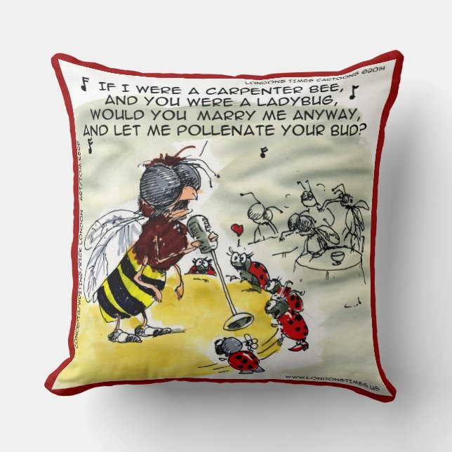 Funny Insect Nightclub Singer Cotton Throw Pillow (Front)