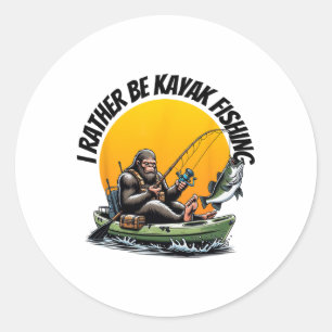 Funny Inshore Waters Paddling Bigfoot Kayak Fishin Classic Round Sticker