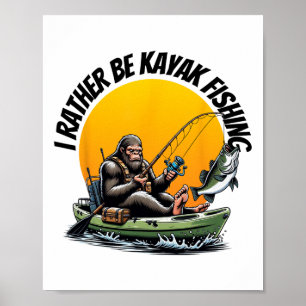 Funny Inshore Waters Paddling Bigfoot Kayak Fishin Poster