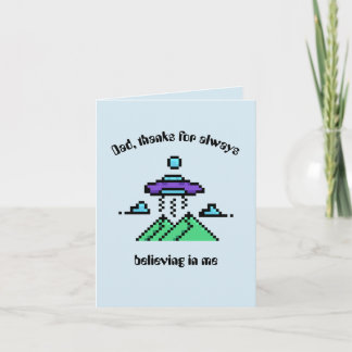 Funny Inspirational Alien Pixel Father's Day Card