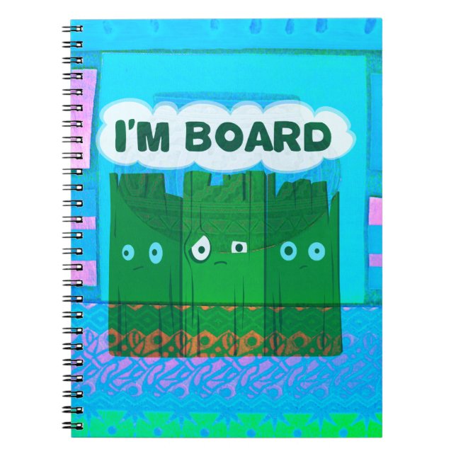Funny Inspirational Graphic I Am bored Text Art Notebook (Front)