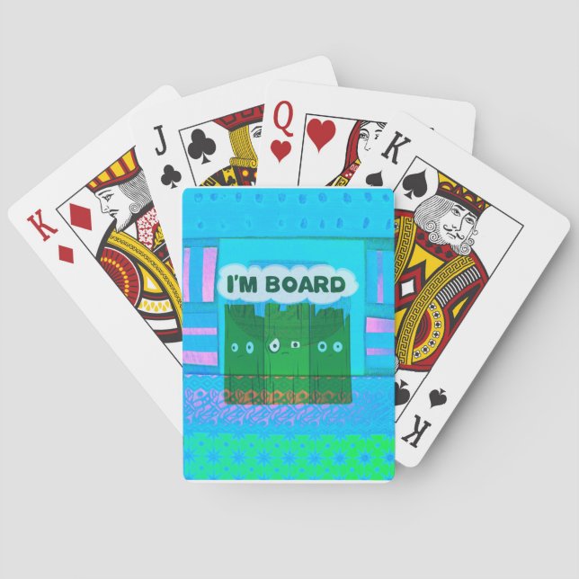 Funny Inspirational Graphic: I Am Bored Text Art Playing Cards (Back)