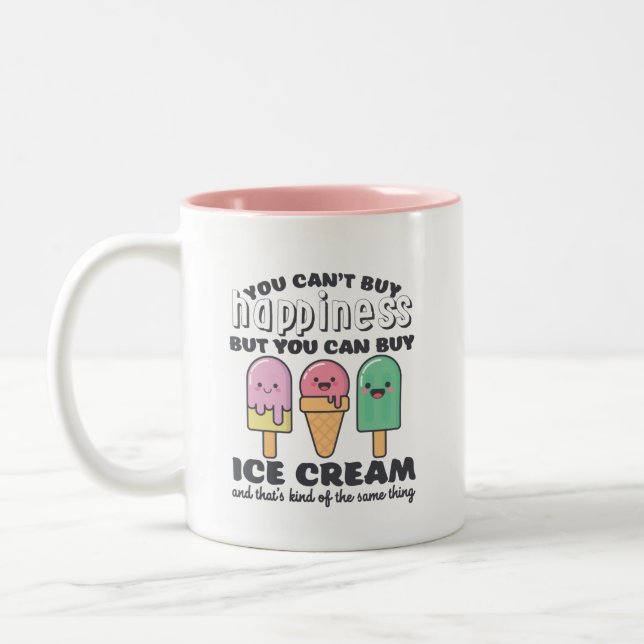Funny Inspirational Ice Cream Life Quote Summer Two-Tone Coffee Mug (Left)