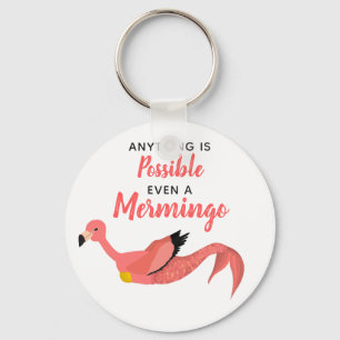 Funny Inspirational Mermaid Flamingo Mermingo Key Ring