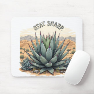 Funny Inspirational Stay Sharp Succulent Office  Mouse Pad